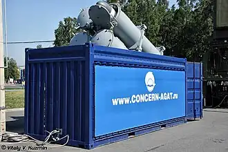 Контейнерный комплекс ракетного оружия Club-K с&nbsp;противокорабельными ракетами Х-35УЭ, размещённый в&nbsp;20-футовом ISO-контейнере (МВМС-2011).