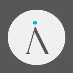 логотип Invidious - серая буква Ʌ с голубой точкой вверху в белом круге, окружённым серым фоном