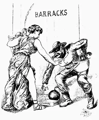 Ирландия говорит динамитчикам остановиться (карикатура, 1893 год)