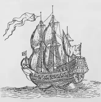 28-пушечный фрегат «Иван-город» с гравюры, изображающей поход флота к Выборгу