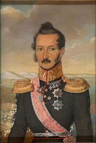 Портрет И. М. Ушакова работы неизвестного художника. Бумага, акварель, 20,5 × 14,5 см. 1838—1839 годы. Эрмитаж