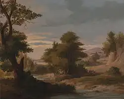 A Wooded River Landscape with Mother and Child