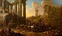 Конные пастухи со стадом на Римском форуме. Между 1654 и 1665. Дерево, масло. Частное собрание