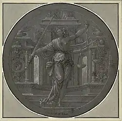 Аллегория Юстиции. Серая бумага, перо, чернила, белила. Альбертина, Вена