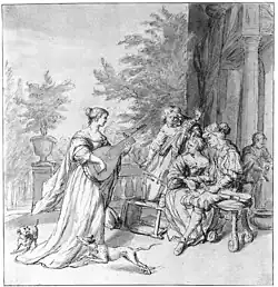 Светское общество на террасе. Эскиз, Берлинская картинная галерея.