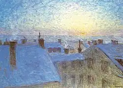 Восход над крышами. Национальный музей, Стокгольм