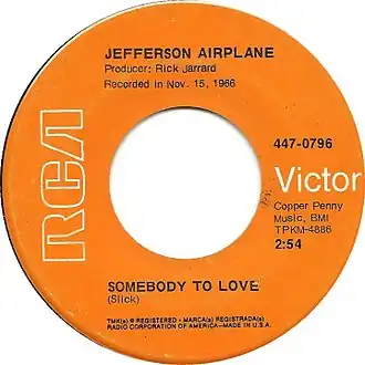 Обложка сингла Jefferson Airplane «Somebody to Love» (1967)