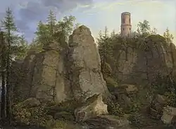 Й. Х. Кленгель. Клингштайн, порфировая скала возле Ауссига. Дерево, масло. Берлин