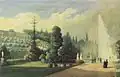 Потсдам, дворец Сан-Суси. Террасы и большие фонтаны (1844).