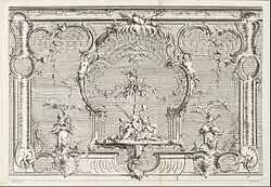 Проект каминного экрана. Гравюра И. В. Мейля. 1753