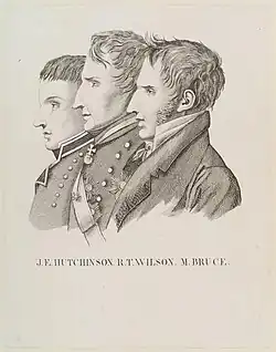 Лорд Донахмор слева от картины, с сэром Робертом Уилсоном и Майклом Брюсом.