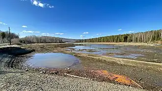 Обмелевший южный залив водохранилища