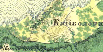 Деревня Кайболово на карте 1860 года
