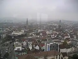 Центр Кайзерслаутерна. Вид с верхних этажей здания городской администрации.