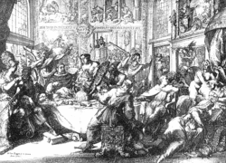 Карикатура «Банкет монахов и иезуитов». 1788