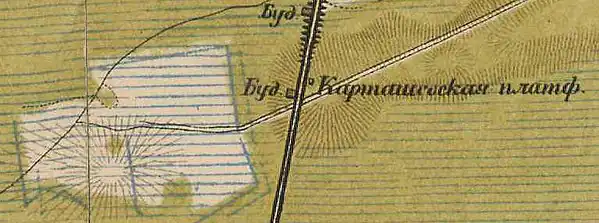 Осушенные земли будущего посёлка Карташевская на карте 1885 года
