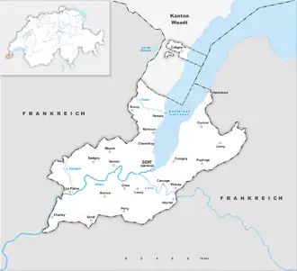 Республика и кантон Женева на карте