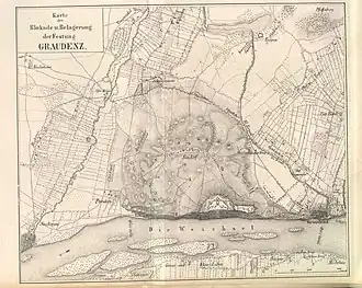 Карта осады Грудзёндза в 1807 году