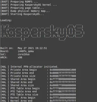 Процесс загрузки KasperskyOS в эмуляторе QEMU