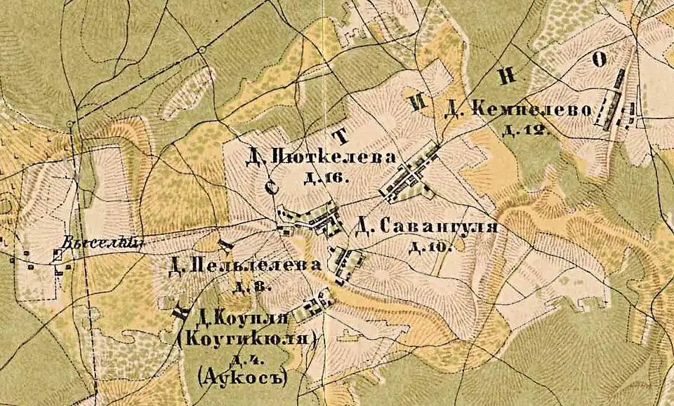 Деревня Саванкюля в составе деревни Кастино. 1885 год