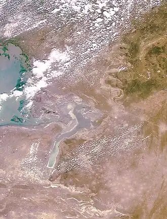 Залив Кайдак 15 мая 2008 года, вид из космоса
