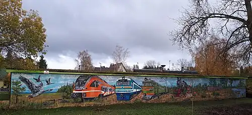 Мураль на стене сарая на улице Пыхья(авторы: Vahur Agar, Helena Hanni)