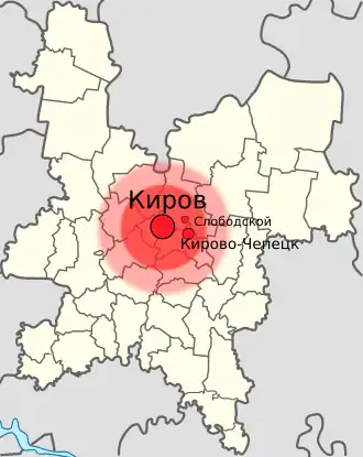 Малый круг (40 км от ядра) — зона особого хозяйственного режима, большой круг (70 км от ядра) — зона активной хозяйственной деятельности