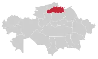 Кокшетауская область(до октября 1993 — Кокчетавская область) на карте
