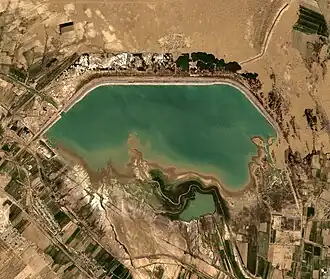 Спутниковый фотоснимок Копетдагского водохранилища в апреле 2023 года