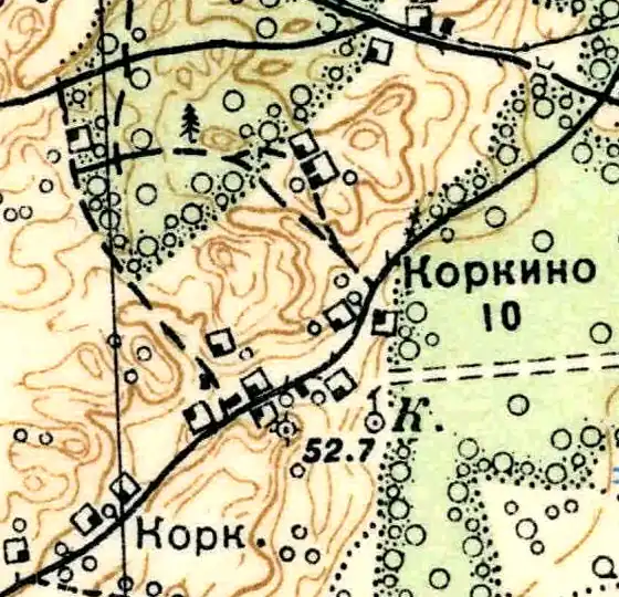 План деревни Коркино. 1939 год