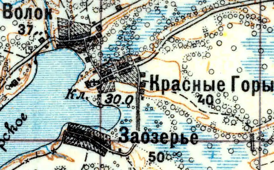 Деревня Заозерье на карте 1926 года