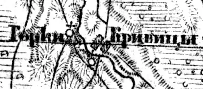 Деревня Кривицы на карте 1919 года
