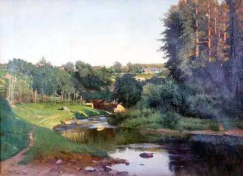 Деревня на берегу реки. Вечер (1905). Сочинский художественный музей