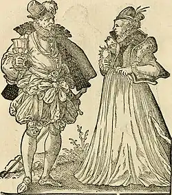 Костюмы знати. Ксилография из «Книги по искусству» (Kunstbüchlin). 1599 г.