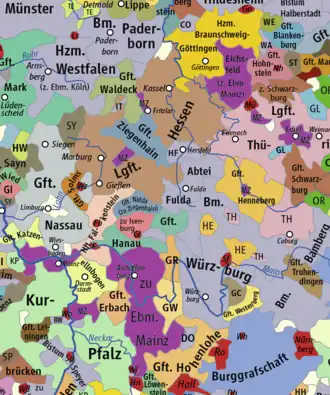 Курфюршество Майнц в 1400 году.