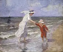 Леон Прентан. First bath at Berck. Oil on canvas. 1914.