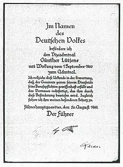 Повышение до адмирала