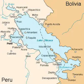 Карта окрестностей озера Титикака