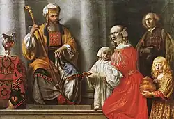 Ханна приносит сына Самуила Илии. 1668. Холст, масло. Музей изящных искусств, Орлеан