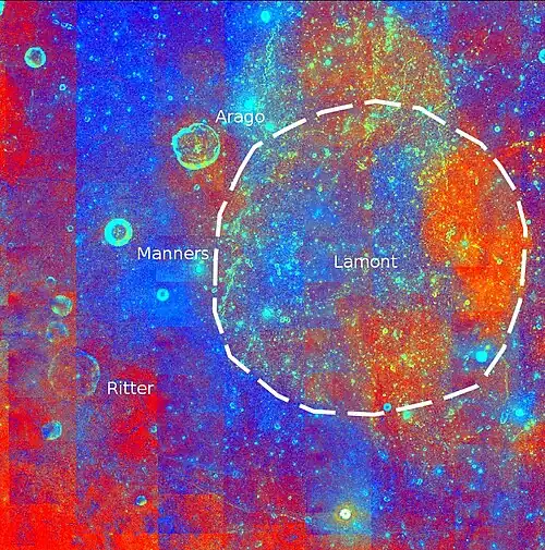 Снимок камеры ультрафиолетового/видимого спектра зонда Clementine.