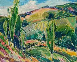 Пейзаж с тополями