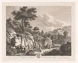 Пейзаж с фонтаном около Мёлана. Офорт