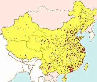 Карта Лаогай в Китае