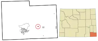 Местонахождение Хилсдейла в округе Ларами и в штате Вайоминг