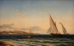 Aften ved Middelhavet. I baggrunden Marseille og øen If (1854)