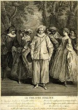 Итальянский театр. По живописному оригиналу Н. Ланкре. Ок. 1736. Резец, офорт