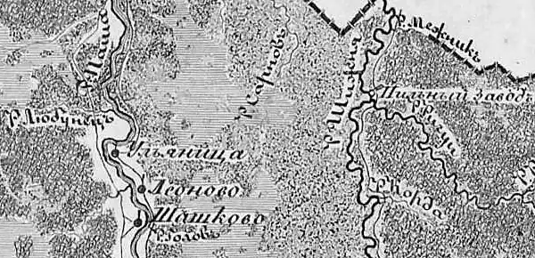 Деревня Ульянино на карте 1847 года