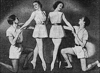 Артисты «Балета Юности» (слева направо): Жорж Скибин, Женевьев Мулен, Татьяна Лескова и Владимир Мешков, 1938 год