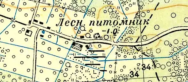 Лесопитомник на карте 1939 года