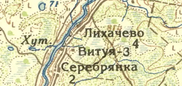 Деревня Серебрянка на карте 1932 года